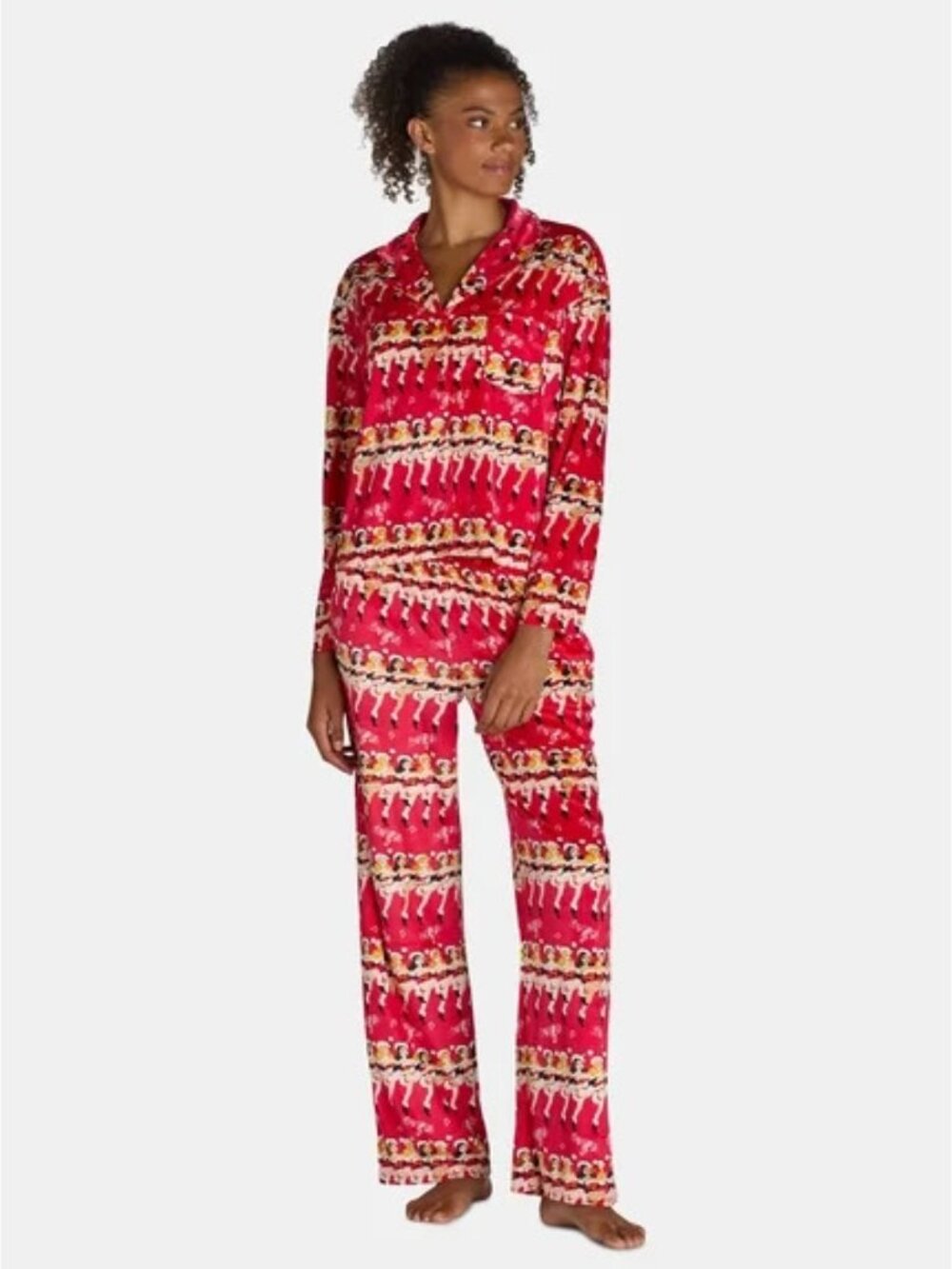 Holiday Time Christmas Pajamas Rockettes Dancing Girls Red Velour S 4-6 NWOT